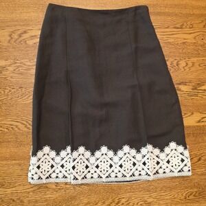 Ann Taylor Size 4 Women's A-Line Brown Linen Skirt Side‎ Zip Lined